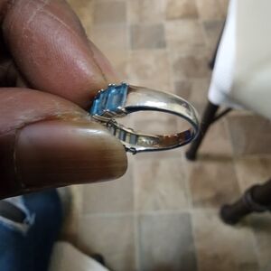 925 Sterling Silver London Blue Topaz What Stackable Baguettes Size 6 Excellent